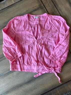 Madewell Pink Wrap-Style Blouse